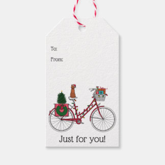 Red Christmas Bike Gift Tags