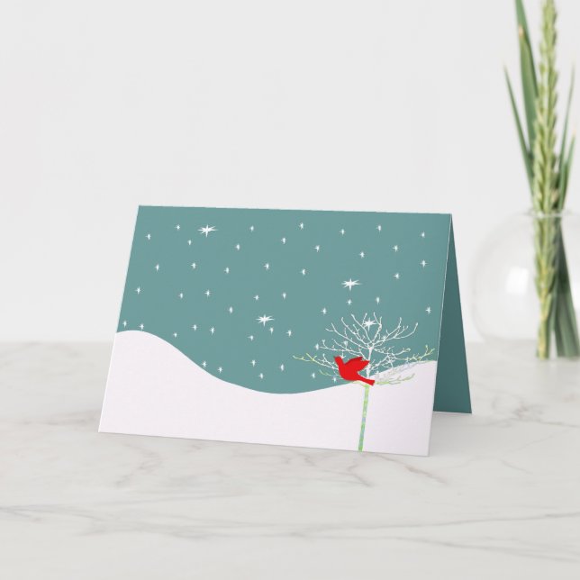 Red Christmas Bird Holiday Card (Front)
