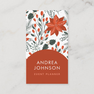 Red Christmas Botanical & Arch Berry Fruit Winter Business Card