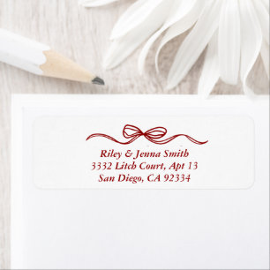 Red Christmas Bow Elegant Minimal Retro Address Return Address Label