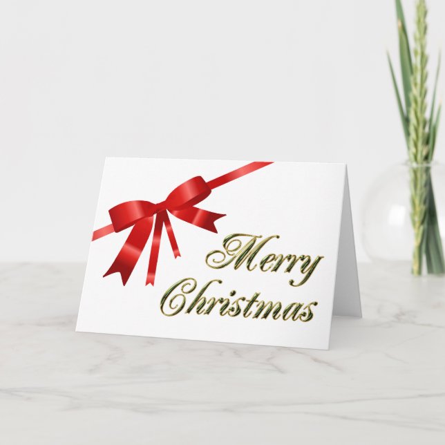 Red Christmas Bow Holiday Card (Front)