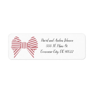 Red Christmas Bow Return Address Label