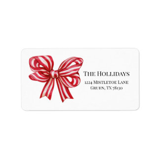 Red Christmas Bow Return Address Label