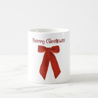 Red Christmas Bow with Merry Christmas Text Coffee Mug