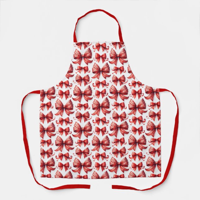Red Christmas Bows Apron (Front)