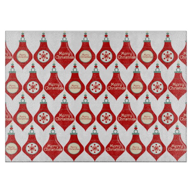 Red Christmas Bulbs Pattern Cutting Board (Front)