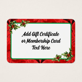 Red Christmas Business Gift Certificate Card