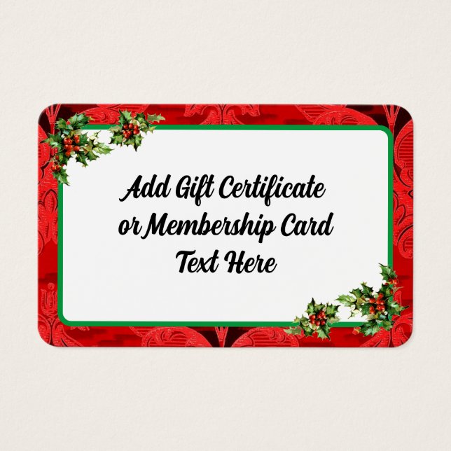 Red Christmas Business Gift Certificate Card (Front)