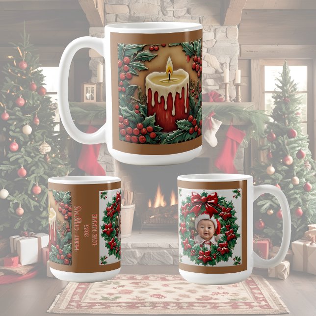  Red Christmas Candle Customisable Coffee Mug (Creator Uploaded)