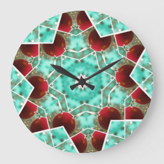 Red Christmas Candle Large Clock