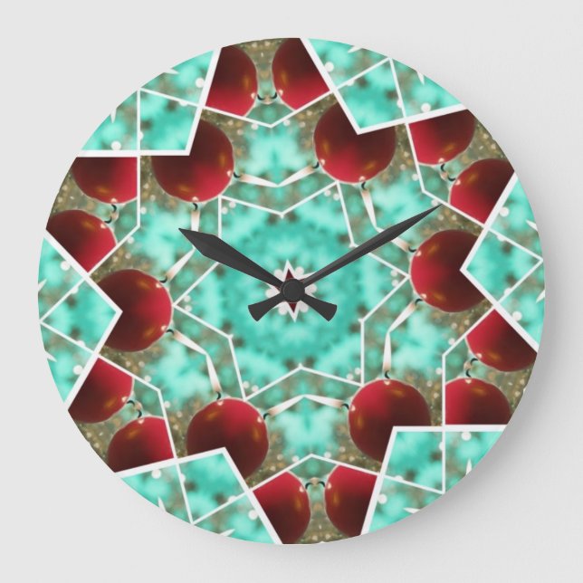 Red Christmas Candle Large Clock (Front)