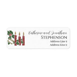 Red Christmas Candles Married Couple Address Return Address Label