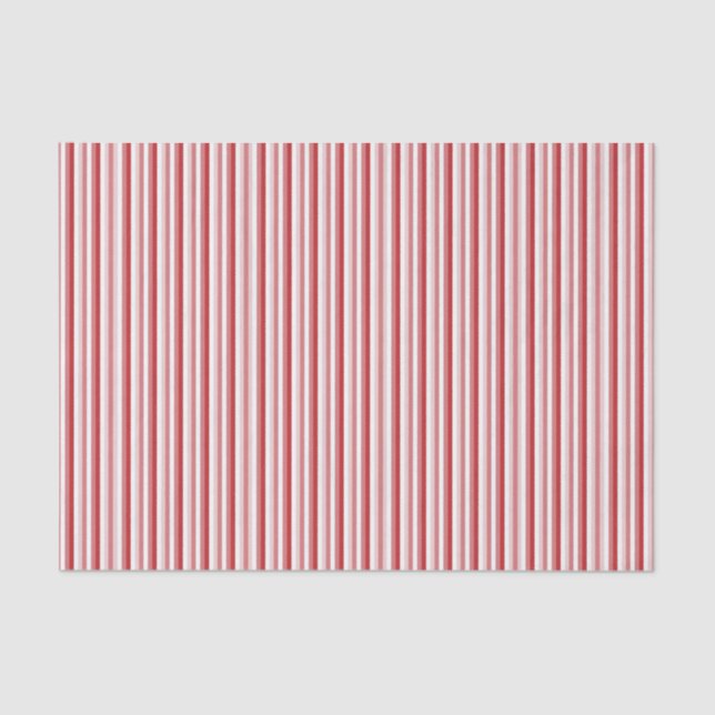 Red Christmas Candy Cane Striped Tissue Paper (Front)