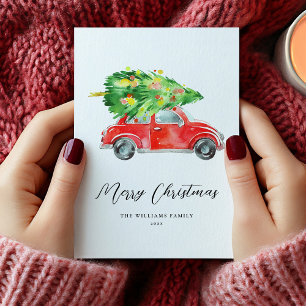 Red Christmas Car Holiday Card