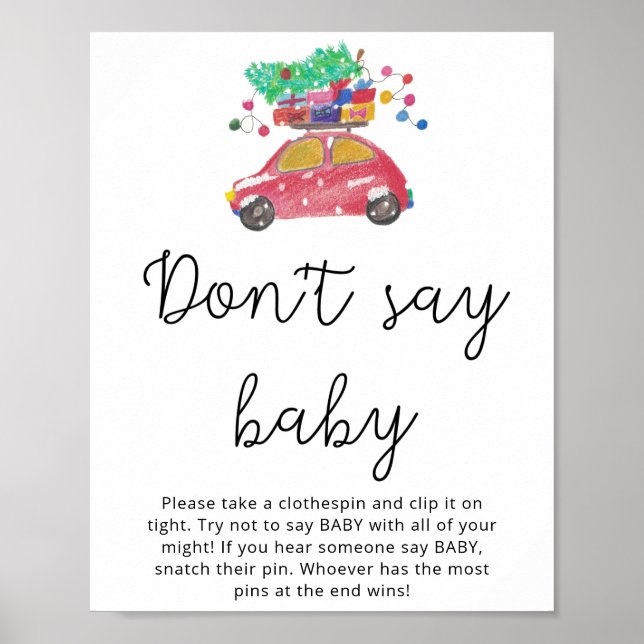Red christmas car Winter don't say baby Poster (Front)