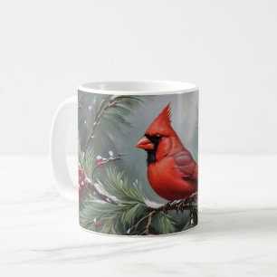 Red christmas cardinal coffee mug