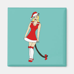 Red Christmas catgirl Magnet