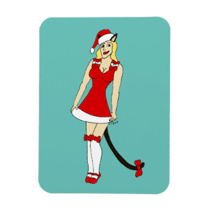 Red Christmas catgirl Magnet