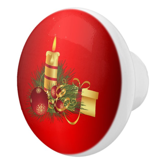 Red Christmas Ceramic Knob (Right)