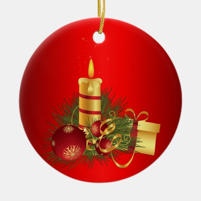 Red Christmas Ceramic Ornament (Front)