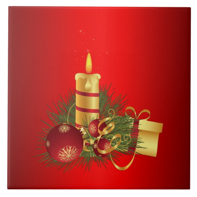 Red Christmas Ceramic Tile (Front)