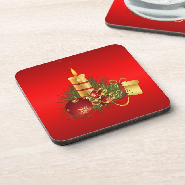 Red Christmas Coaster (Left Side)