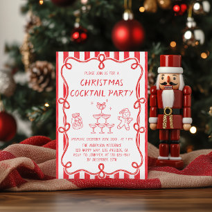 Red Christmas Cocktail Party Invitation