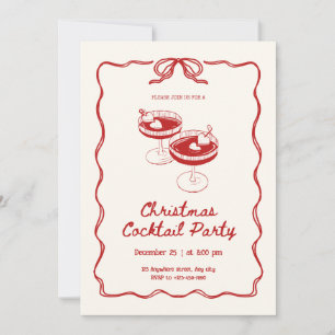 Red Christmas Cocktail Party Invitation