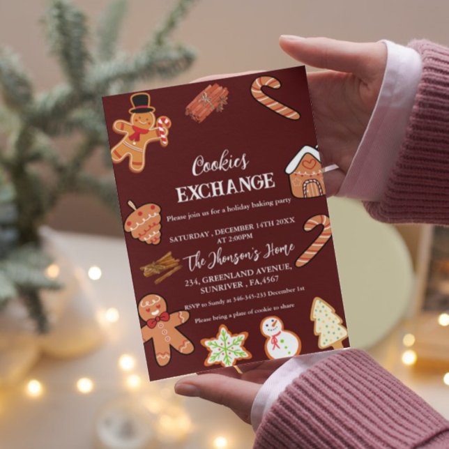 Red Christmas Cookies Exchange Party Invitation (Creator Uploaded)