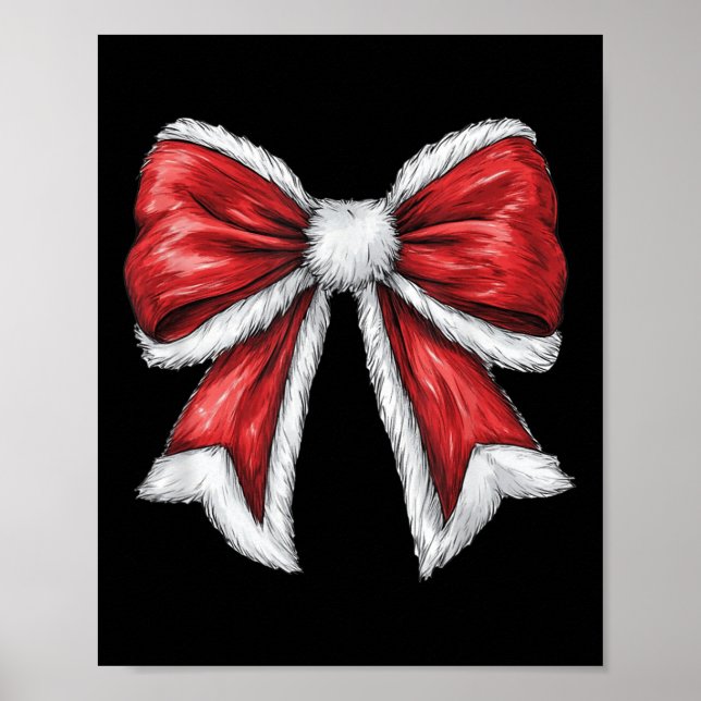 Red Christmas Coquette Bow Santa  Poster (Front)