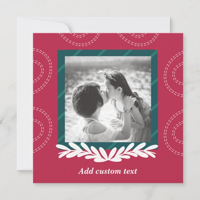 Red christmas customisable photo elegant card (Front)