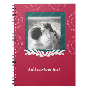 Red christmas customisable photo gift notebook