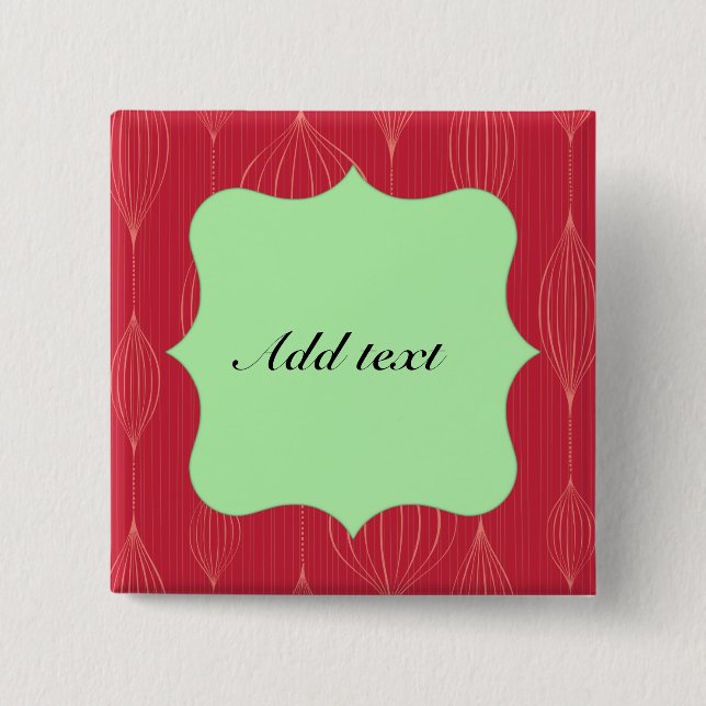 Red Christmas Cutout Frame Template, Customisable 15 Cm Square Badge (Front)