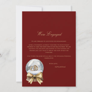 Red Christmas Decor Engagement Announcement Card
