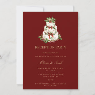 Red Christmas Decor Reception Invitation Card