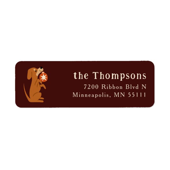 Red Christmas Dog Return Address Label (Front)