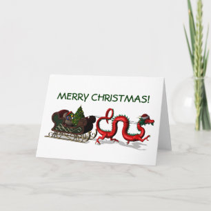 Red Christmas Dragon Holiday Card