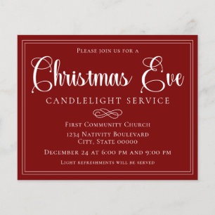 Red Christmas Eve Candlelight Service Budget Flyer