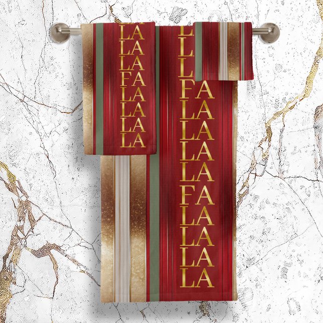 Red Christmas Fa La La Pattern#27 ID1009 Bath Towel Set (Creator Uploaded)