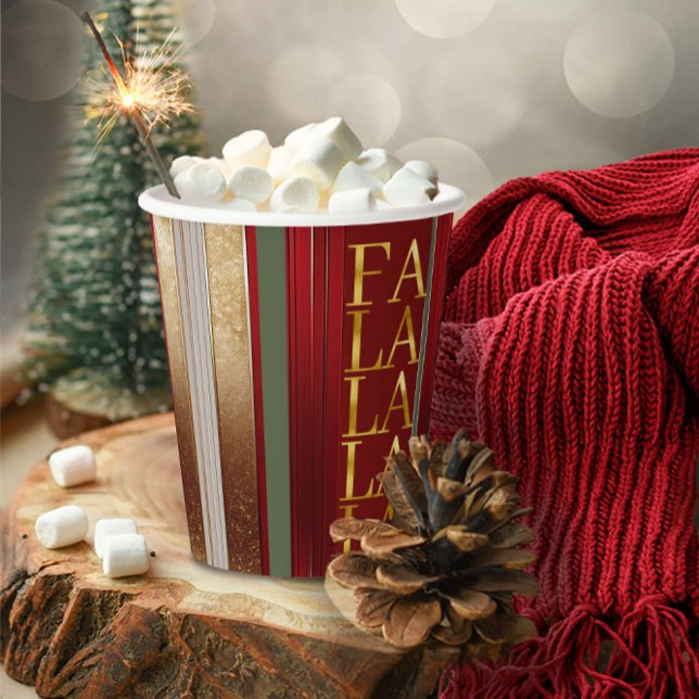 Red Christmas Fa La La Pattern#27 ID1009 Paper Cups (Creator Uploaded)