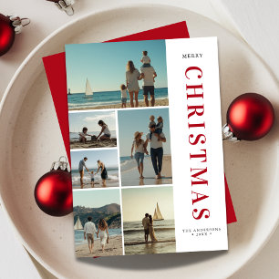 Red Christmas Family Beach Photo Nautical Sailboat Holiday Card
