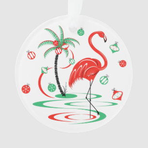 Red Christmas Flamingo Baubles acrylic round Ornament
