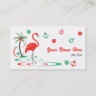 Red Christmas Flamingo Baubles business card