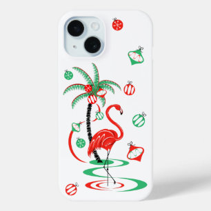 Red Christmas Flamingo Baubles iPhone case