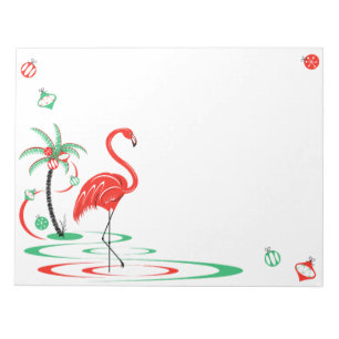 Red Christmas Flamingo Baubles landscape Notepad