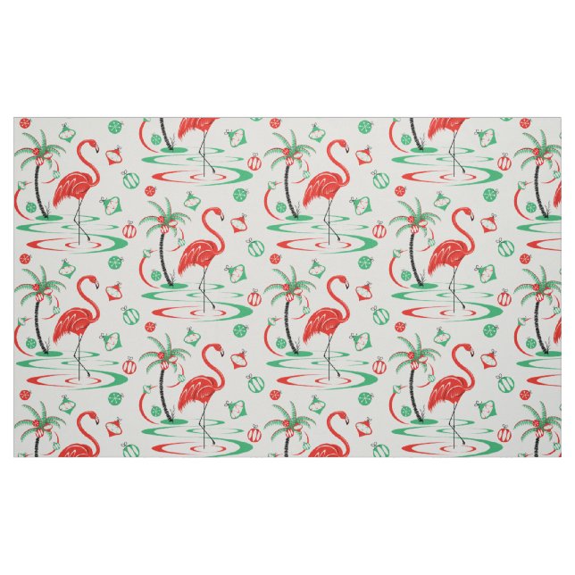 Red Christmas Flamingo Baubles large pattern Fabric (Fat Quarter)