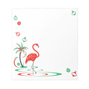 Red Christmas Flamingo Baubles square Notepad