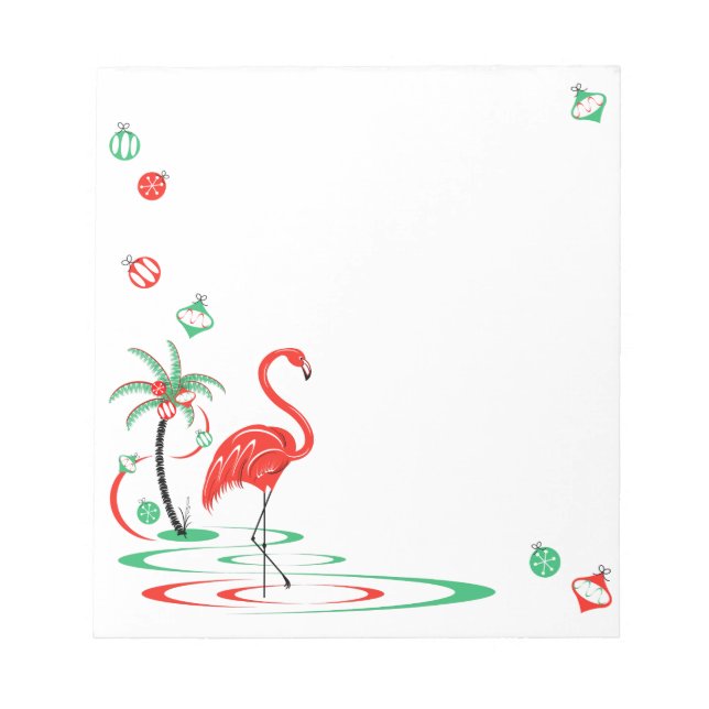 Red Christmas Flamingo Baubles square Notepad (Front)