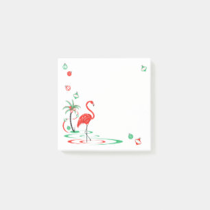 Red Christmas Flamingo Baubles square Post-it Notes