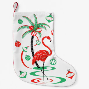Red  Christmas Flamingo Baubles stocking one sided